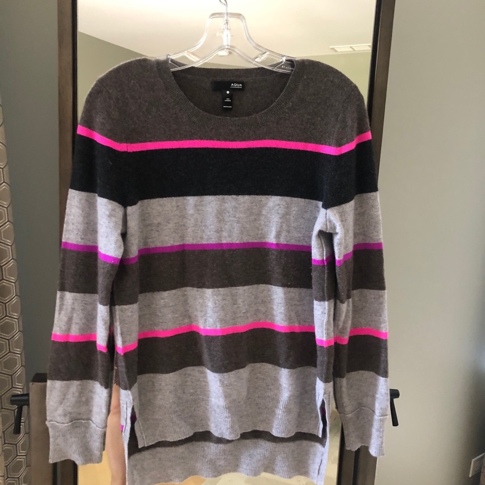 Aqua (Bloomingdales) Cashmere Striped Sweater